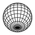 Earth planet globe grid of black thick meridians and parallels, or latitude and longitude. 3D vector illustration Royalty Free Stock Photo