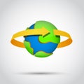 Earth planet with gold arrow around. Royalty Free Stock Photo