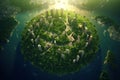 Earth planet green forest city. Illustrations