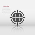 Earth planet icon in flat style. Globe geographic vector illustration on white isolated background. Global communication business Royalty Free Stock Photo