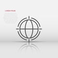 Earth planet icon in flat style. Globe geographic vector illustration on white isolated background. Global communication business Royalty Free Stock Photo
