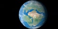 Ancient earth planet with Laurasia and Gondwana continents from space