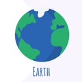 Earth planet for logo, outer space, symbol. Transparent shadow and lettering Royalty Free Stock Photo