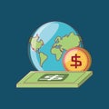 Earth planet and money Royalty Free Stock Photo