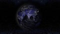 earth planet at night with urban lights areas, asia view illustration, elements of this image furnished by NASA