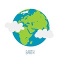 Earth. Planet of the solar system on a white background. Vector illustration in cartoon style for children. Icon of the Royalty Free Stock Photo