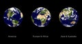 Earth planet, three angles