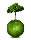 Earth planet with a tree. Vector