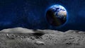 Earth planet view from moon surface Royalty Free Stock Photo
