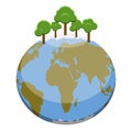 Earth plantet with trees Royalty Free Stock Photo