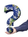 Earth Problem Big Question Mark Hand Isolated Royalty Free Stock Photo