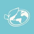 Happy Earth day. Simple Planet and leaf Minimalistic Icon, illustration for Earth day.