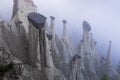 Earth pyramids of Platten (Erdpyramiden - Piramidi di Plata) near Percha and Bruneck,  South Tyrol, Italy Royalty Free Stock Photo