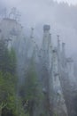 Earth pyramids of Platten (Erdpyramiden - Piramidi di Plata) near Percha and Bruneck,  South Tyrol, Italy Royalty Free Stock Photo