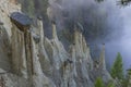 Earth pyramids of Platten (Erdpyramiden - Piramidi di Plata) near Percha and Bruneck,  South Tyrol, Italy Royalty Free Stock Photo