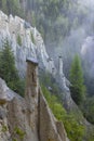 Earth pyramids of Platten (Erdpyramiden - Piramidi di Plata) near Percha and Bruneck,  South Tyrol, Italy Royalty Free Stock Photo