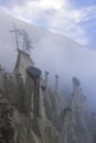 Earth pyramids of Platten (Erdpyramiden - Piramidi di Plata) near Percha and Bruneck,  South Tyrol, Italy Royalty Free Stock Photo