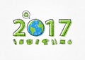 Earth 2017 with recycle sign vector illustration