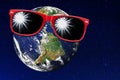 Earth Red Sunglasses Protection Sunlight Universe Royalty Free Stock Photo
