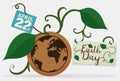 Earth Reminder with Leaves, Vines and Cards for Earth Day, Vector Illustration