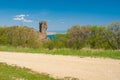 Earth road near Devil Finger crag in Karadag National park, Crimean peninsula Royalty Free Stock Photo