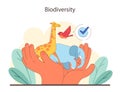 Earth's biological variety. Hands Cherishing diverse animal species.
