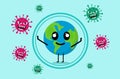 Earth`s illustration design protects itself from virus attacks Royalty Free Stock Photo
