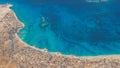 Earth`s line. A perspective of the ground`s colors and shapes. Aerial view of the Egyptian coast overlooking the Mediterranean sea