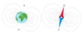 Earth\'s Magnetic Field or Magnetosphere Illustration and Compass North and South Illustration