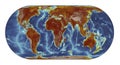 Earth's topography represented with real data from ETOPO1. Eckert IV projection