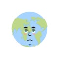 Earth sad Emoji. Planet unhappy emotion isolated Royalty Free Stock Photo