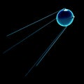 Earth Satellite Beep Beep Sputnik 1. Leadership, Pioneering, Technology Concept.