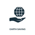 Earth Saving icon. Monochrome style design from power and energy icon collection. UI. Pixel perfect simple pictogram earth saving