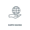 Earth Saving icon outline style. Premium pictogram design from power and energy icon collection. Simple thin line element. Earth S