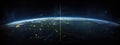 the earth seen from space in the style of bokeh panoram