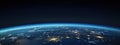 the earth seen from space in the style of bokeh panoram