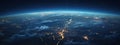 the earth seen from space in the style of bokeh panoram