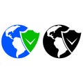 Earth and shield icon Royalty Free Stock Photo