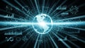 Global Digital Network Technology Futuristic Earth Data Analysis and Connectivity Concept with Glowing Blue Light Royalty Free Stock Photo