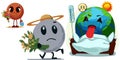 Earth sick planet visit climate change vector graphics illustration Royalty Free Stock Photo