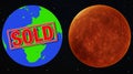 Earth is Sold Out Concept and Mars is empty planet, 3D Rendered planets concept. Modern real estate concept Royalty Free Stock Photo