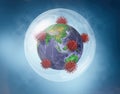 Earth into a bubble protection against the virus . Royalty Free Stock Photo