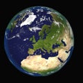 The Earth from space showing Europe and Africa. Extremely detailed image, including elements furnished by NASA. Other orientations Royalty Free Stock Photo