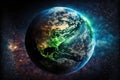 Earth and starfield. Elements of this image furnished by NASA, Ai generated