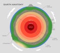 Earth structure on white. Crust upper lower mantle outer and inner core Stock vector
