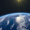 Earth and Sun. View from outer space Royalty Free Stock Photo