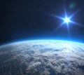 Earth and Sun. View from outer space Royalty Free Stock Photo