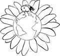 earth, sunflower, hand draw vector illustration art Royalty Free Stock Photo