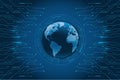 Earth surrounded by digital circuits, emphasizing global connectivity Royalty Free Stock Photo