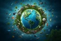 Earth surrounded by diverse healthrelated Royalty Free Stock Photo